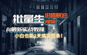 【AI最新实战教程】日入600+，批量生成说唱解说视频，小白也能1天搞定百条-网赚资源网