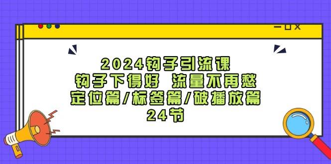 2024钩子·引流课：钩子下得好 流量不再愁，定位篇/标签篇/破播放篇/24节-网赚资源网