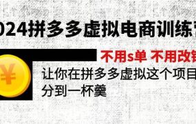 2024拼多多虚拟电商训练营 不s单 不改销量 做虚拟项目分一杯羹(更新10节)-网赚资源网