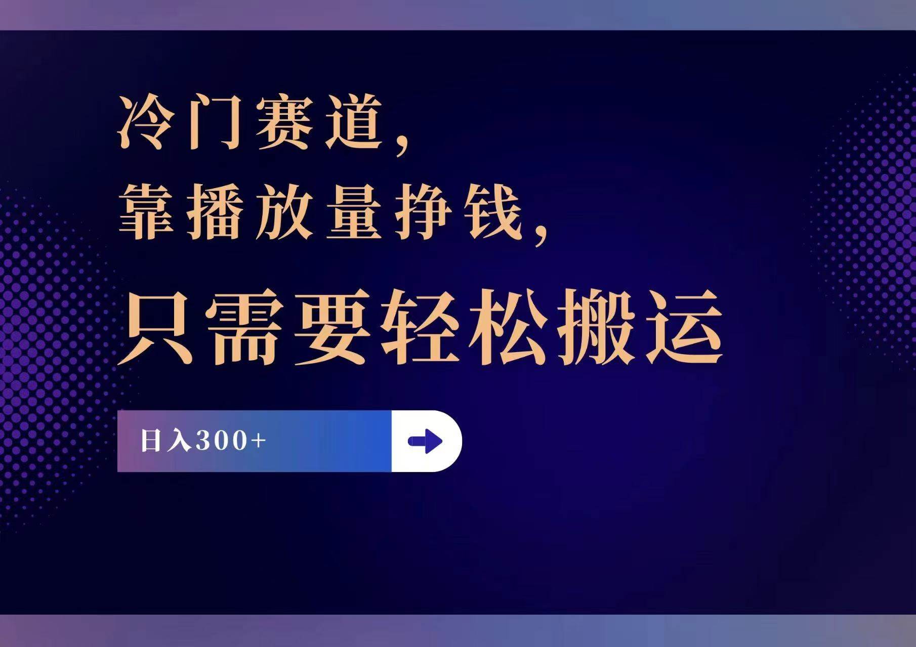 冷门赛道，靠播放量挣钱，只需要轻松搬运，日赚300+-网赚资源网