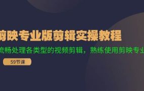 剪映专业版剪辑实操教程:流畅处理各类型的视频剪辑,熟练使用剪映专业版-网赚资源网