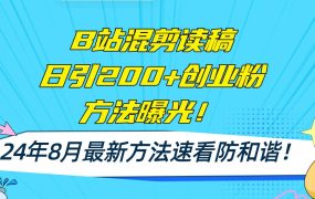 B站混剪读稿日引200+创业粉方法4.0曝光,24年8月最新方法Ai一键操作 速...-网赚资源网