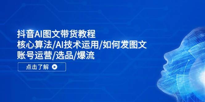 抖音AI图文带货教程：核心算法/AI技术运用/如何发图文/账号运营/选品/爆流-网赚资源网