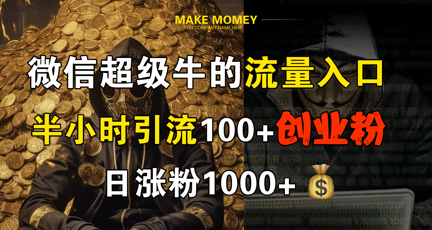 微信超级牛的流量入口，半小时引流100+创业粉，日涨粉1000+-网赚副业网