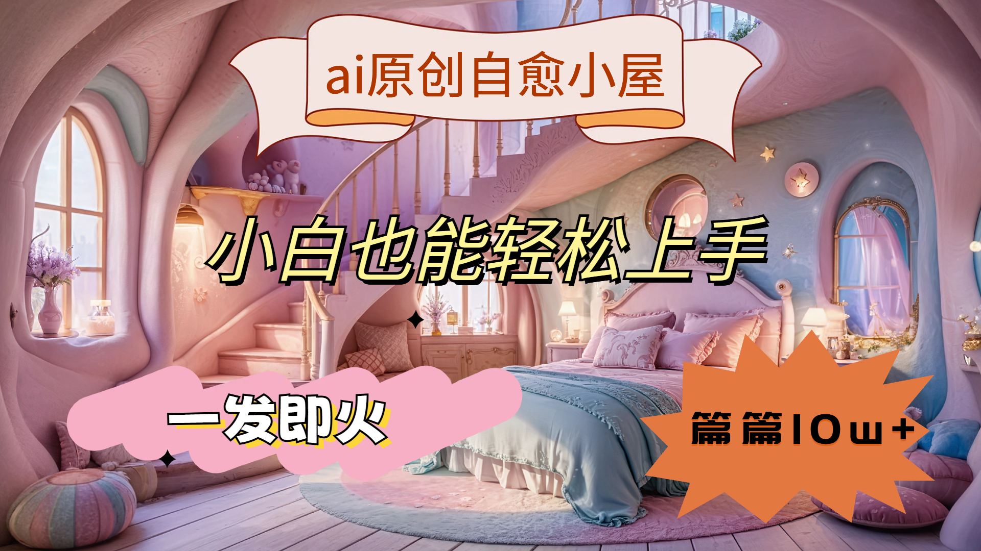 ai原创治愈小屋，小白也能轻松上手，一发即火，篇篇10w+-网赚副业网