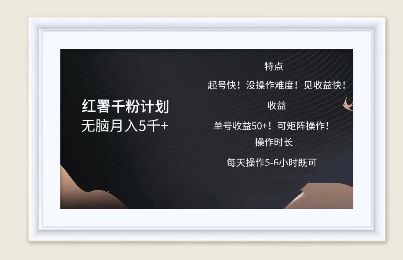 红薯千粉计划无脑月入5千➕！既做既赚！-网赚副业网