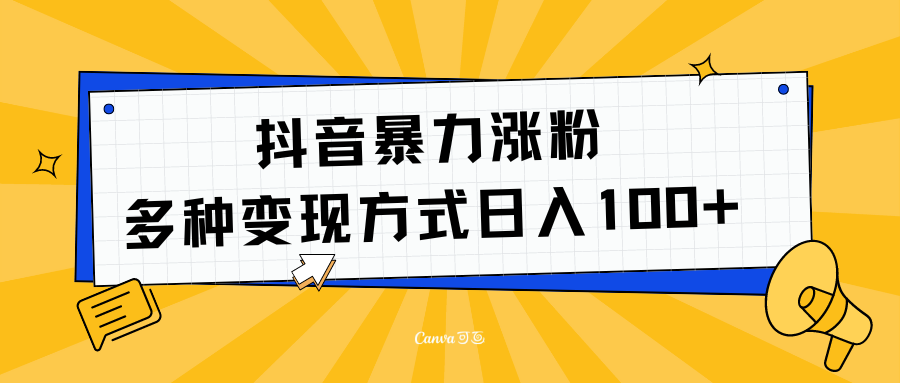 抖音暴力涨粉:多方式变现 日入100+-网赚副业网