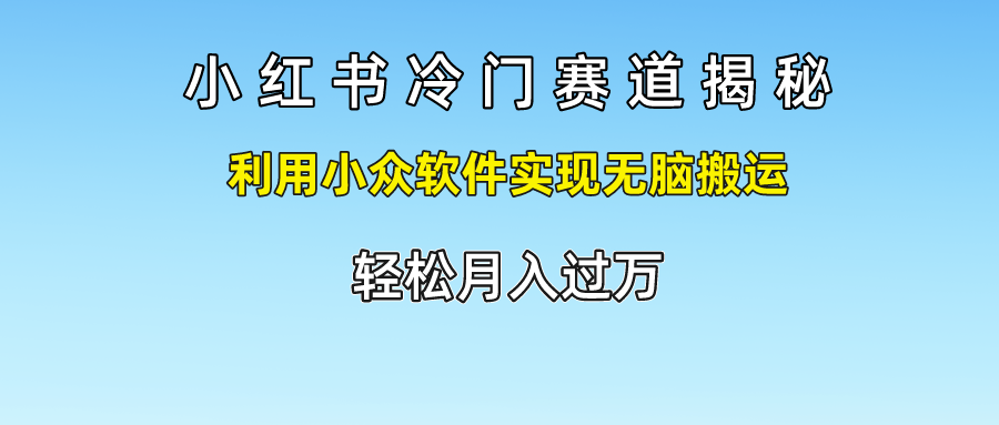 小红书冷门赛道揭秘,轻松月入过万,利用小众软件实现无脑搬运,-网赚副业网