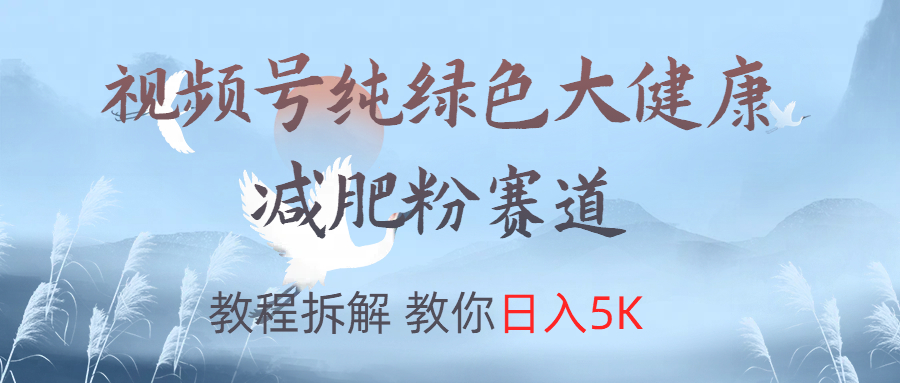 视频号纯绿色大健康粉赛道，教程拆解，教你日入5K-网赚副业网