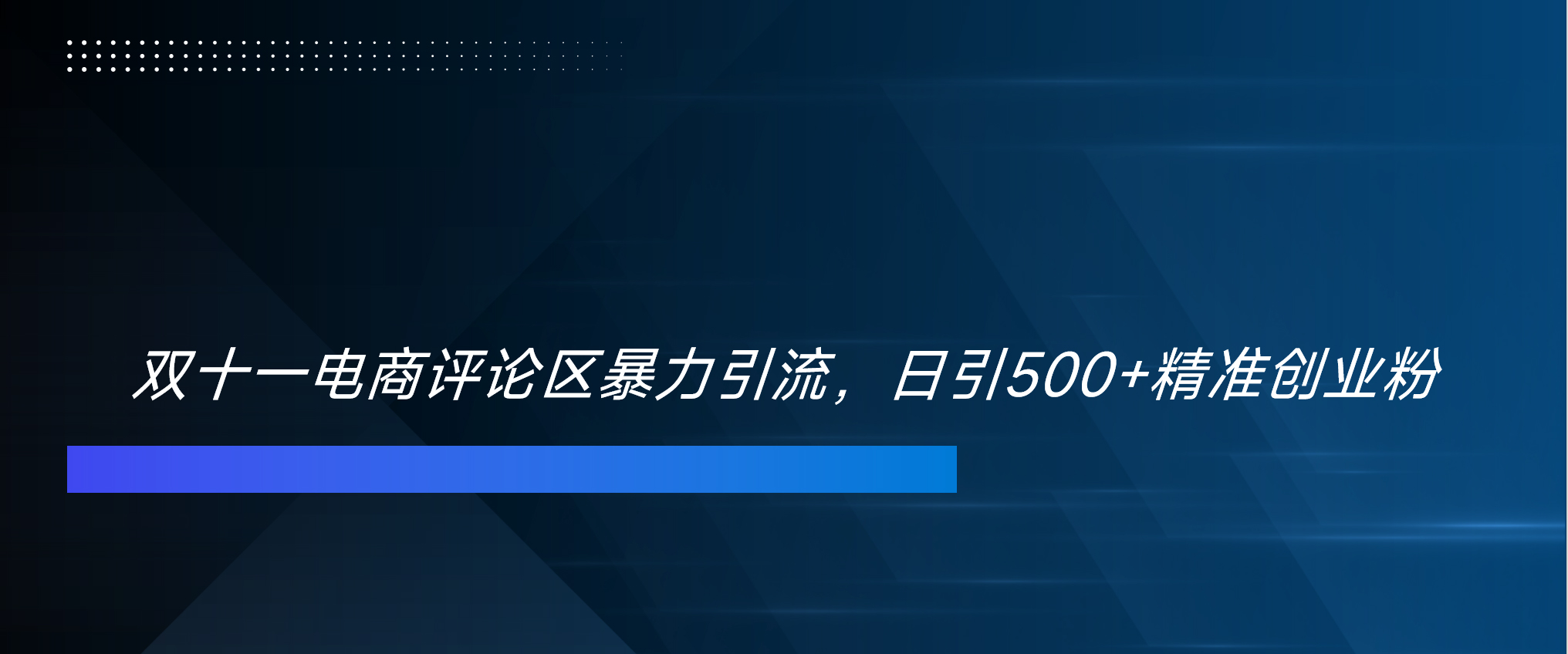 双十一电商评论区暴力引流，日引500+精准创业粉！！！-网赚副业网