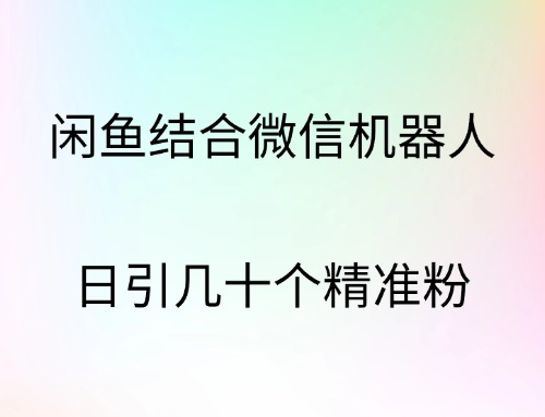 闲鱼结合微信机器人，日引几十个精准粉-网赚副业网