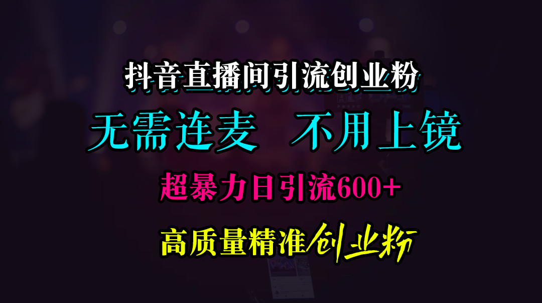 抖音直播间引流创业粉,无需连麦、无需上镜,超暴力日引流600+高质量精准创业粉-网赚副业网