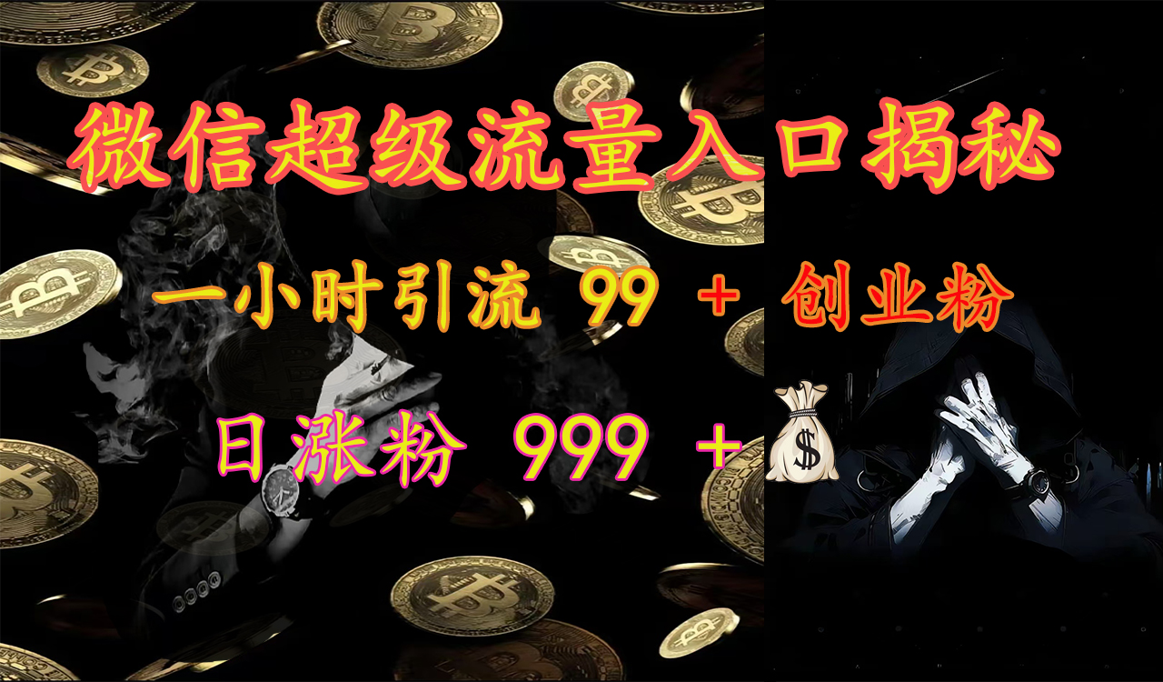微信超级流量入口揭秘:一小时引流 99 + 创业粉,日涨粉 999 +【揭秘】-网赚副业网