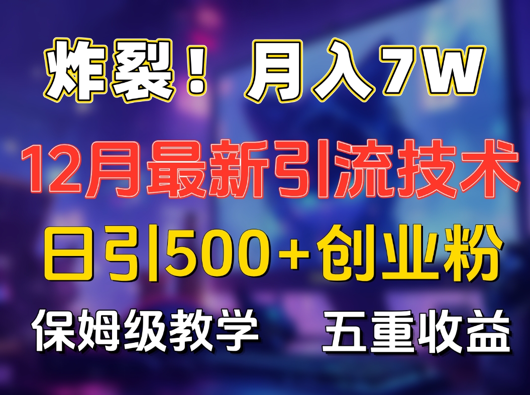 炸裂!月入7W+揭秘12月最新日引流500+精准创业粉,多重收益保姆级教学-网赚副业网