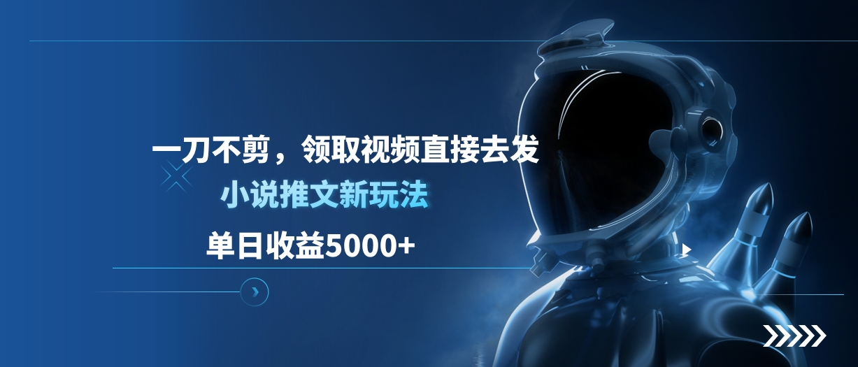 单日收益5000+，小说推文新玩法，一刀不剪，领取视频直接去发-网赚副业网