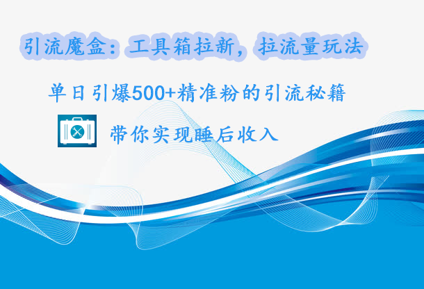 引流魔盒:工具箱拉新,拉流量玩法,单日引爆500+精准粉的引流秘籍,带你实现睡后收入-网赚副业网