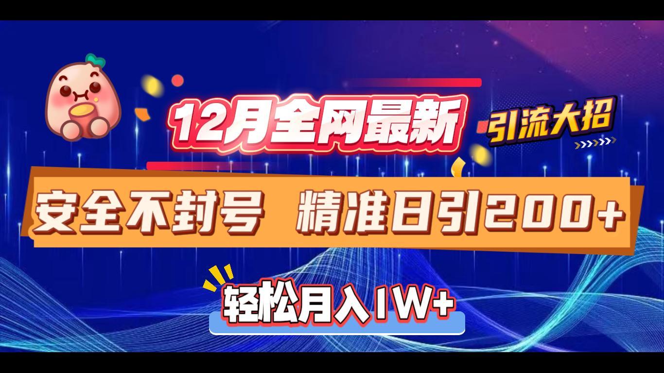 12月全网最新引流大招 安全不封号 日引精准粉200+-网赚副业网