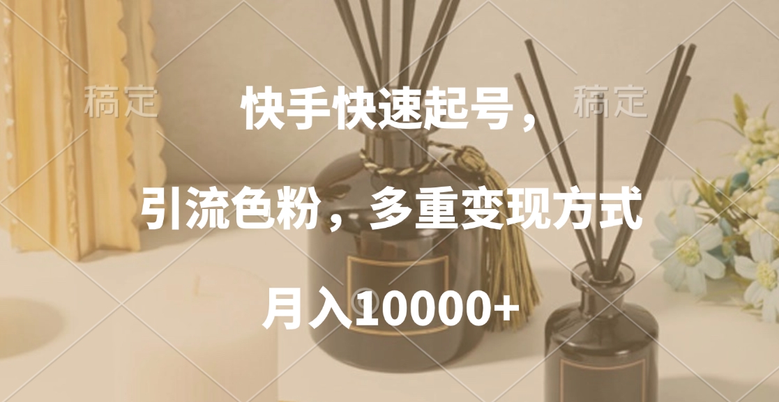 快手快速起号,引流色粉,多重变现方式,月入10000+-网赚副业网