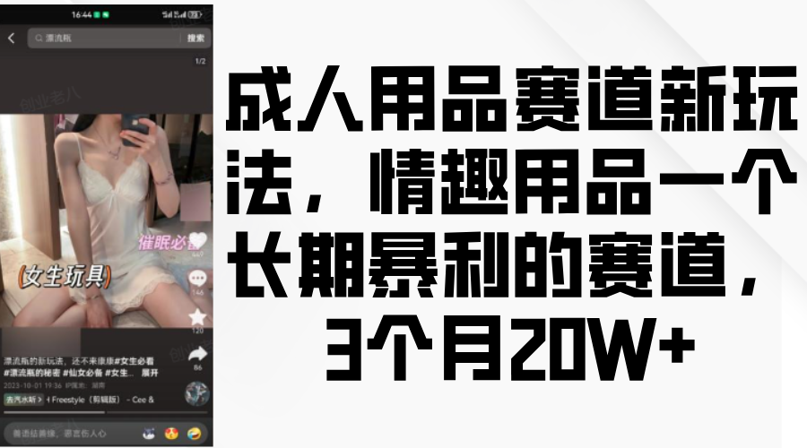 情趣用品一个长期暴利的赛道，成人用品赛道新玩法，3个月20W+-网赚副业网