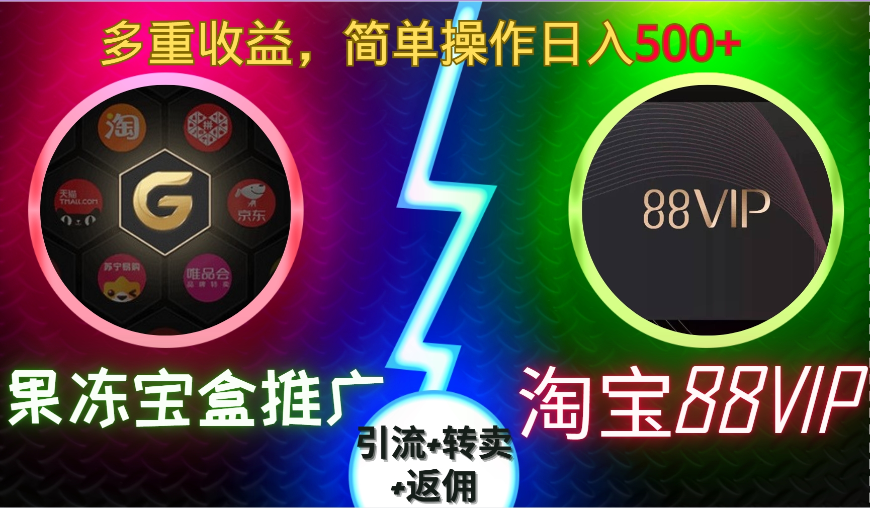 果冻宝盒推广88VIP,引流+转卖+返佣,多重收益,简单操作日入500+-网赚副业网
