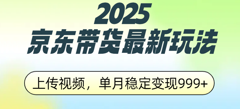 2025京东带货最新玩法,上传视频,单月稳定变现999+-网赚副业网