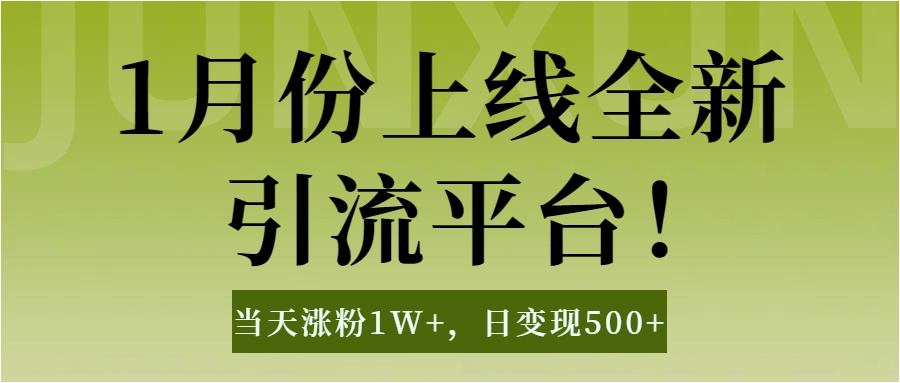 1月上线全新引流平台，当天涨粉1W+，日变现500+工具无脑涨粉，解放双手操作简单-网赚副业网