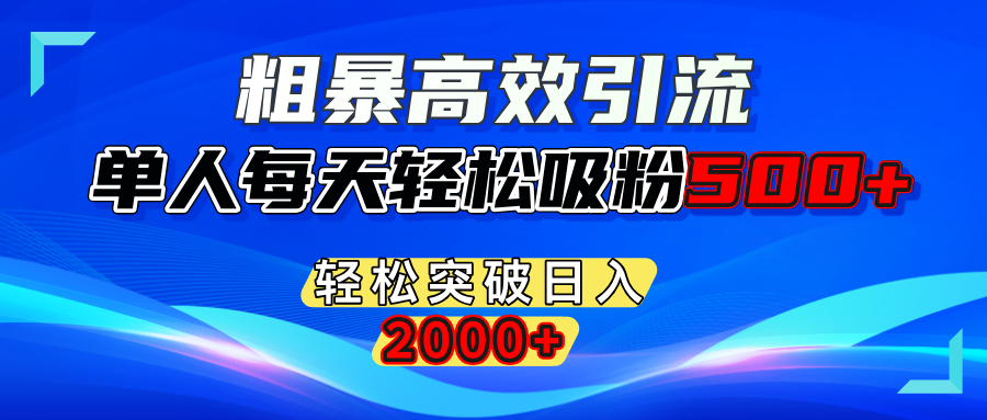 粗暴高效引流,单人每天轻松吸粉500+,轻松突破日入2000+-网赚副业网