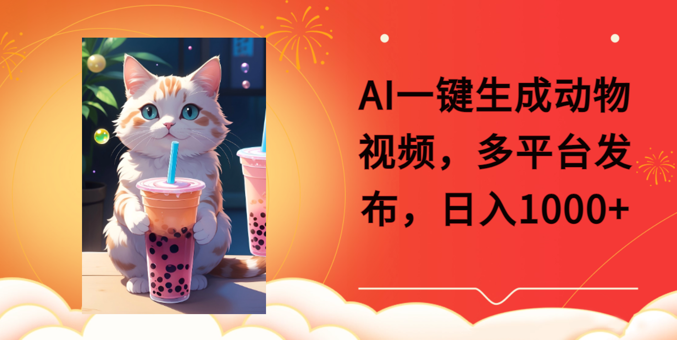 AI一键生成动物搞笑视频,多平台发布,轻松破千万播放,日入2000+-网赚副业网