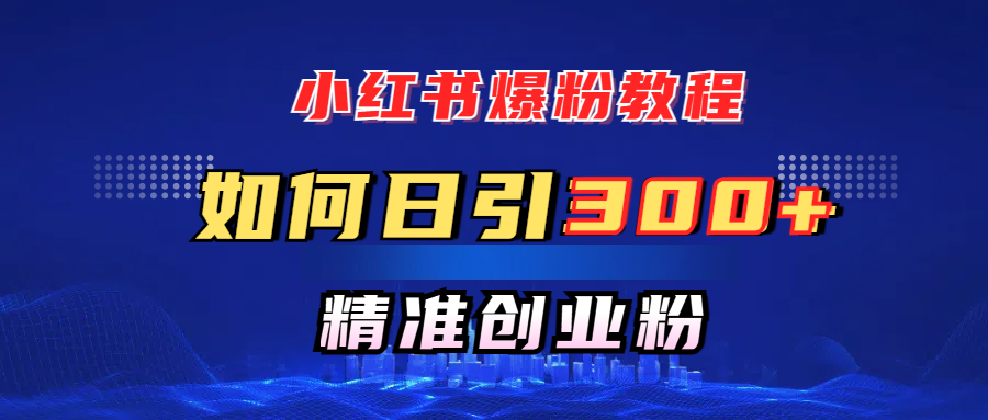 小红书爆粉教程,如何日引300+创业粉,快速实现精准变现!-网赚副业网