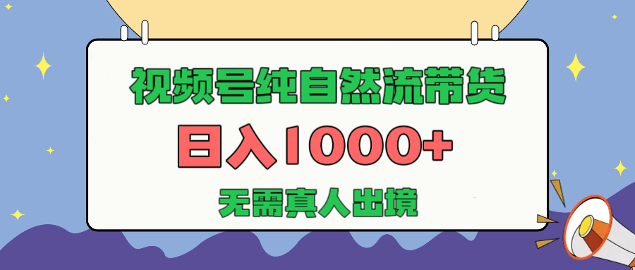 视频号纯自然流带货,日入1000+,无需真人出境,新手小白也可操作-网赚副业网