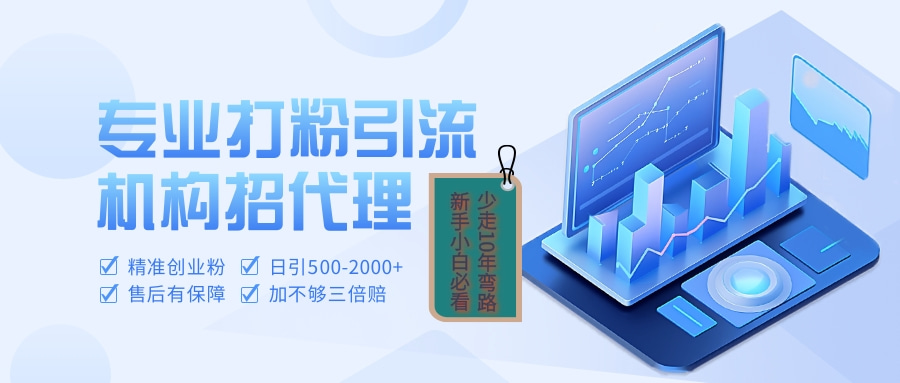 专业引流打粉、出粉机构招代理-网赚副业网