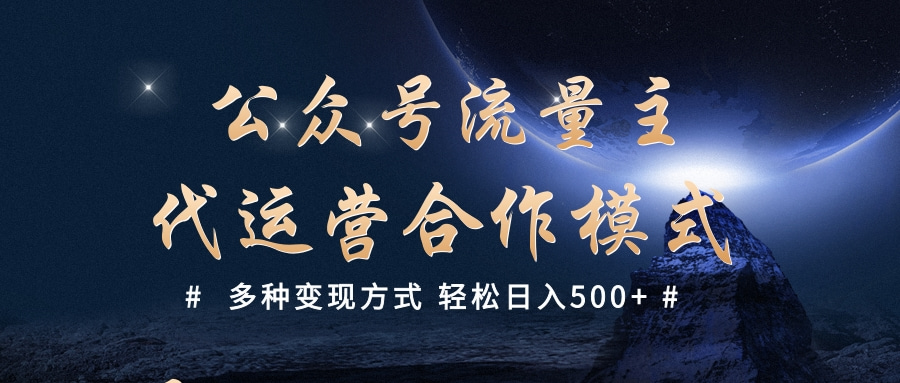 公众号流量主代运营 多种变现方式 轻松日入500+-网赚副业网