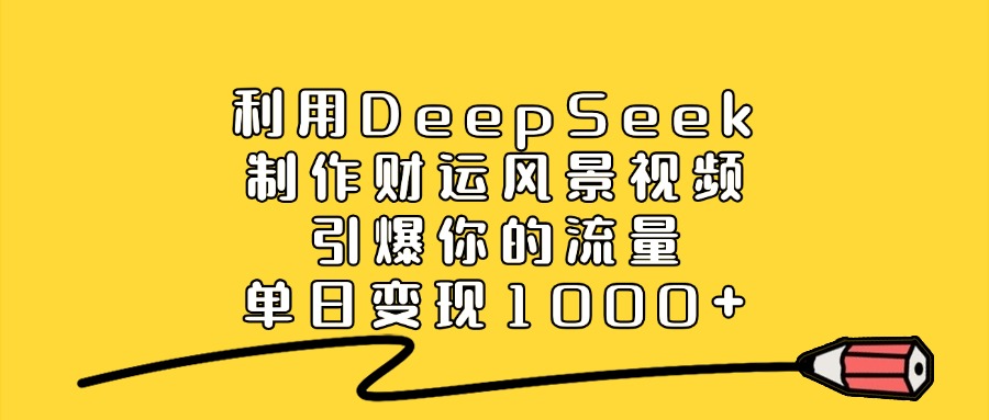 利用DeepSeek制作财运风景视频,引爆你的流量,单日变现1000+-网赚副业网