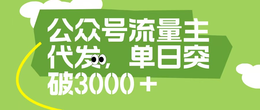 公众号流量主代发玩法，单日收益突破3000+-网赚副业网