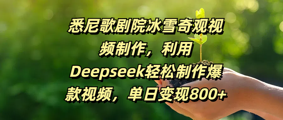 悉尼歌剧院冰雪奇观视频制作,利用Deepseek轻松制作爆款视频,单日变现800+-网赚副业网