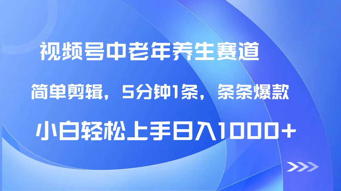 DeepSeek+既梦做视频号中老年养生赛道，条条爆款5分钟1条，轻松日入1000+-网赚资源网