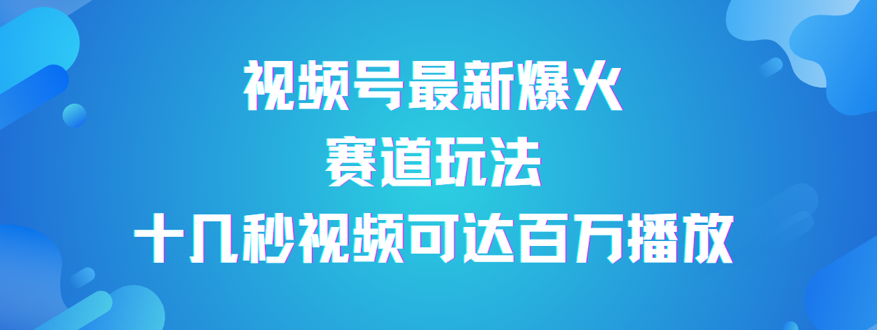 视频号最新爆火赛道玩法，流量巨大，视频制作简单，轻松月入数万-网赚资源网