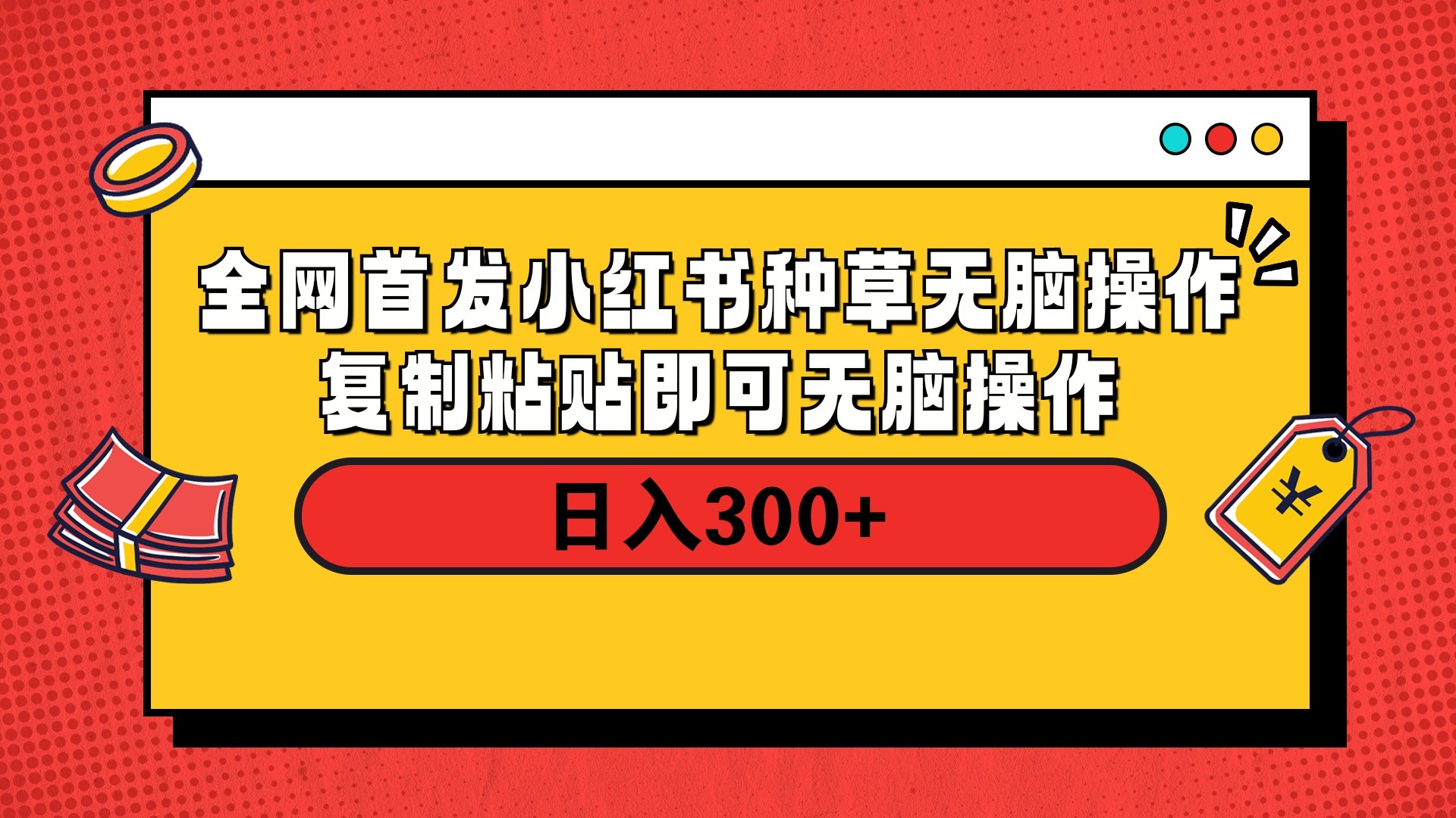 全网首发 小红书种草无脑操作复制黏贴即可 轻松日入300+-网赚资源网