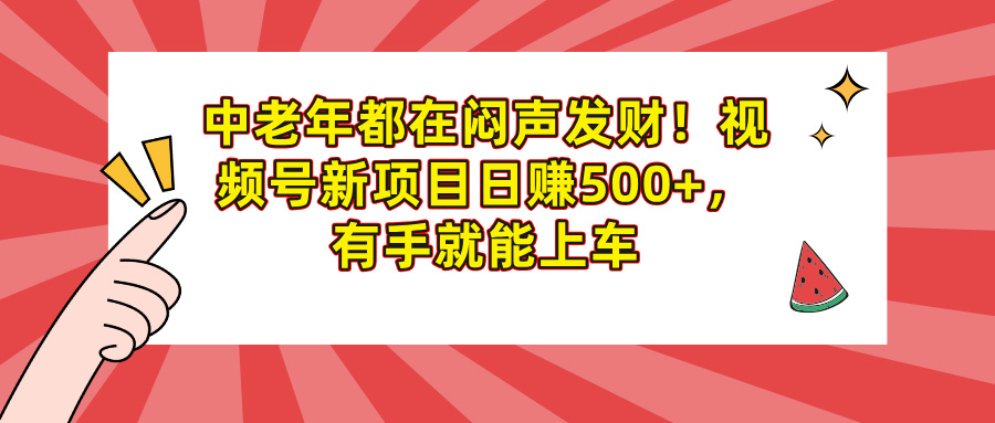 中老年都在闷声发财！视频号新项目日赚500+，有手就能上车-网赚资源网