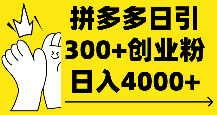 拼多多日引300+创业粉 日入4000+-网赚资源网
