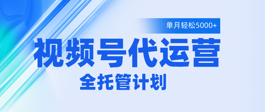 视频号代运营2.0，全程托管招募，单月轻松变现5000+-网赚资源网