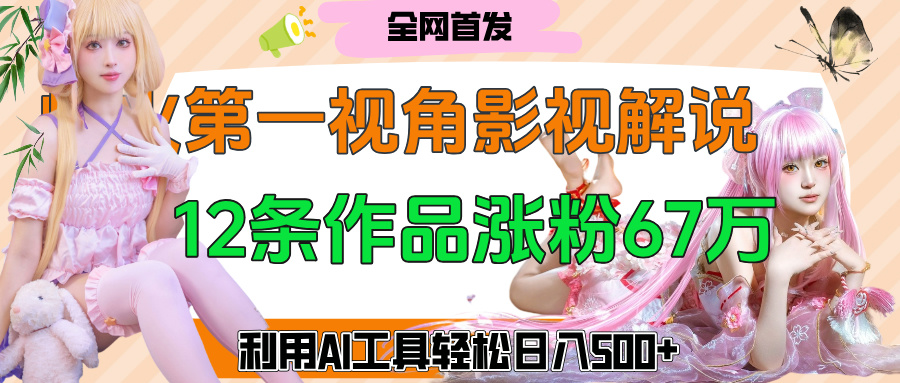 爆火第一人称视角影视解说，12条作品涨粉67万，巧用AI工具，轻松日入500+-网赚资源网