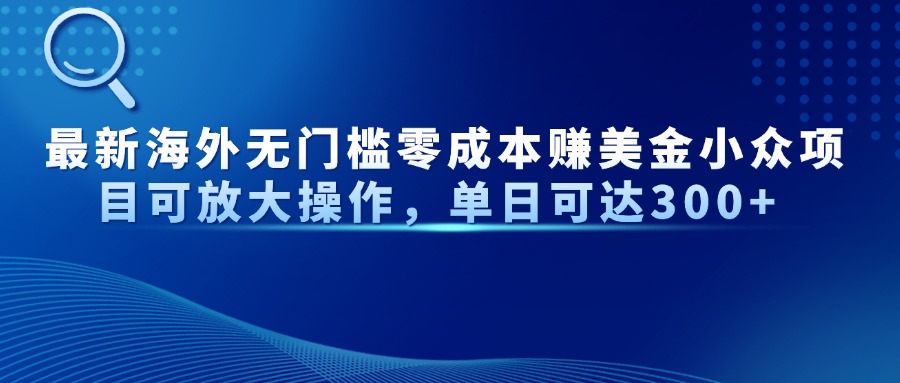 最新海外无门槛美金小众项目可放大操作，单日可达300+-网赚资源网