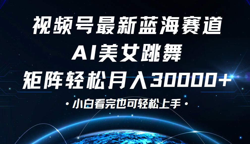 视频号蓝海赛道玩法，当天起号，拉爆流量收益，小白也能轻松月入30000+-网赚资源网