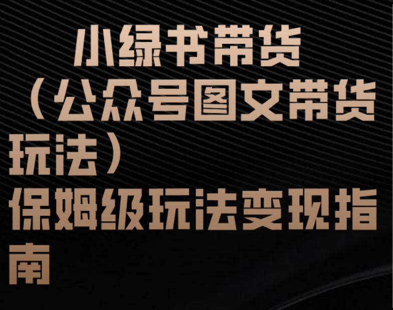 小绿书带货（公众号图文带货玩法）保姆级玩法变现指南-网赚资源网