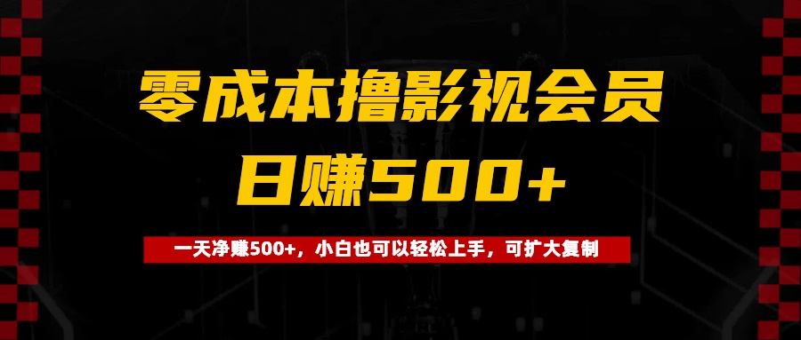 0成本撸影视会员，一天净赚500+，小白也可以轻松上手，可扩大复制-网赚资源网
