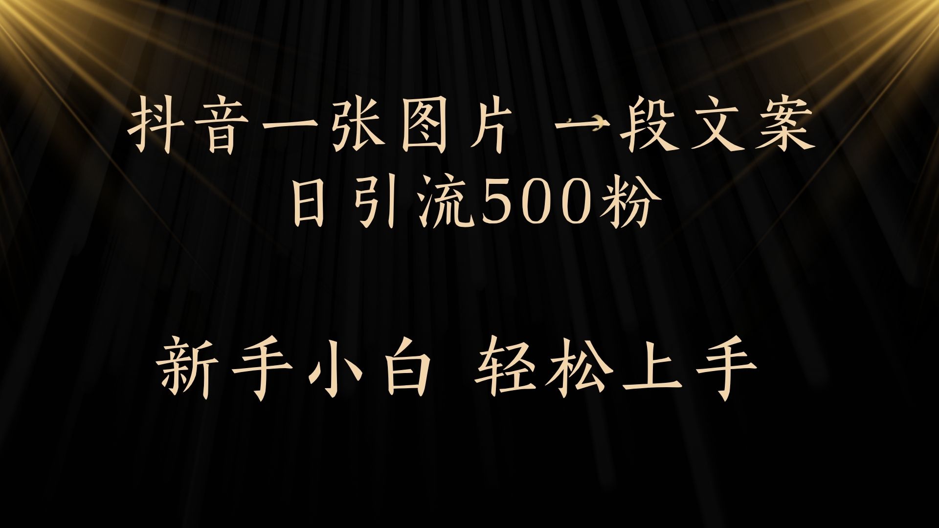 每天2分钟，抖音一张图片 一段文案日引流500粉-网赚资源网