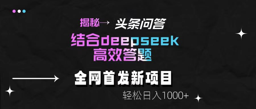 揭秘头条问答新玩法！结合deepseek高效答题，轻松日入1000+-网赚资源网