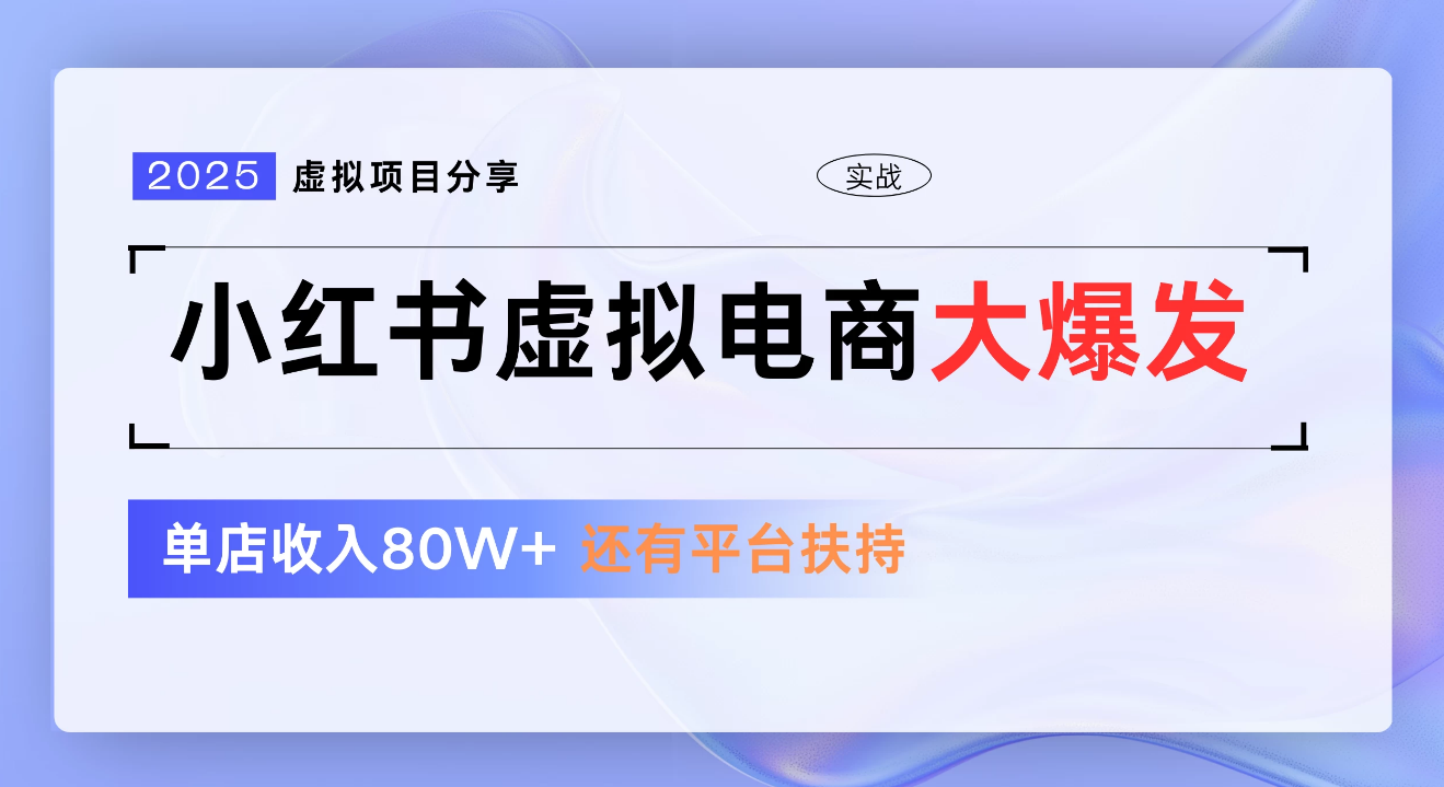 小红书虚拟电商项目，新手单店月入1W，0门槛1拖3玩法-网赚资源网