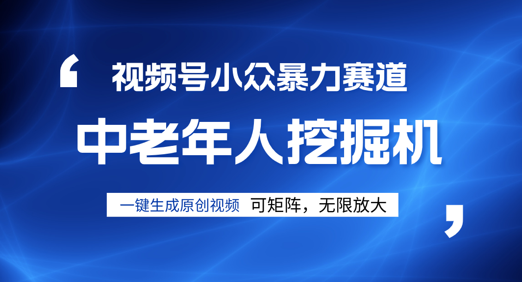 视频号新手逆袭密码！超小众暴力赛道，中老年人深信不疑，原创通过率拉满-网赚资源网
